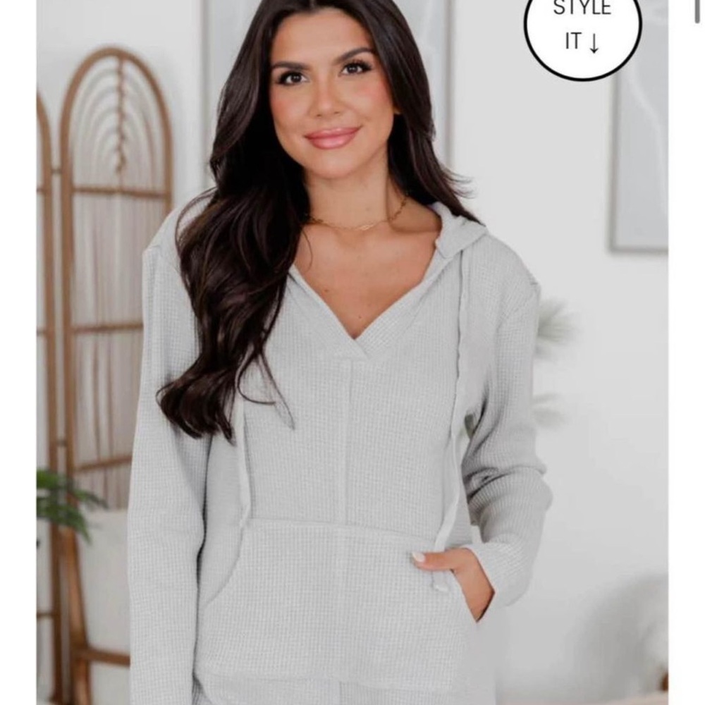 Pink Lily Gray Waffle Knot Romper Size XL
